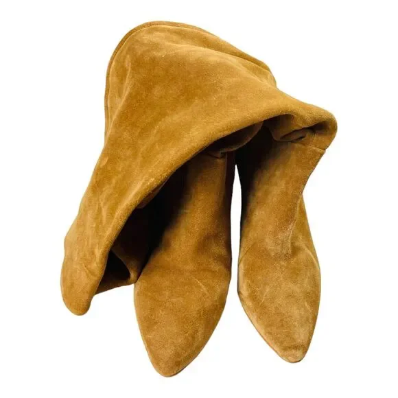 ABLE Womens Suede Knee High Boots Block Heel Able Rojas Tall Tobaccco Brown 8.5M - Picture 4 of 8